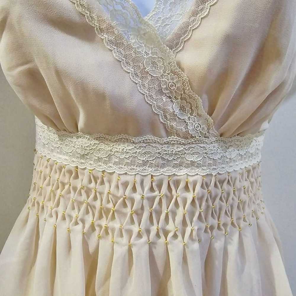 Liz Claiborne Cream Lace & Smocked Chiffon Wrap S… - image 2