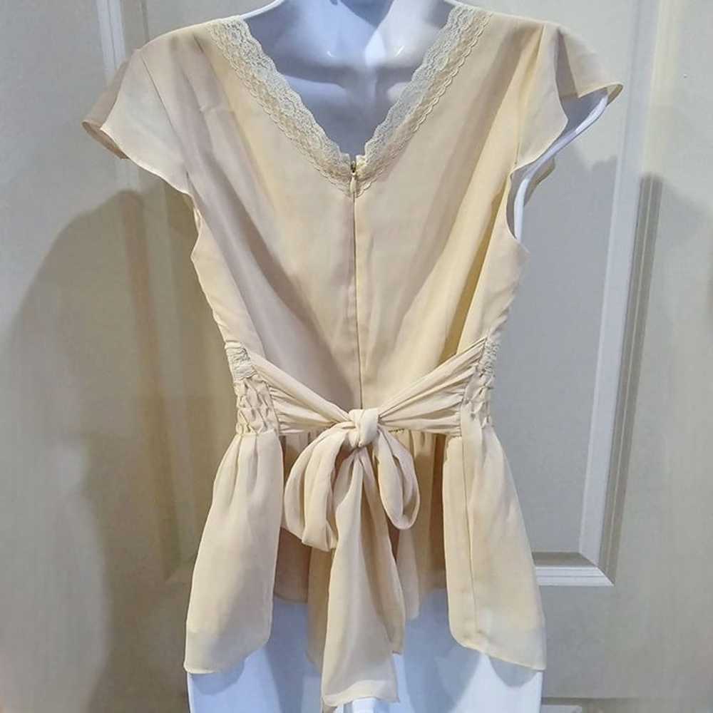 Liz Claiborne Cream Lace & Smocked Chiffon Wrap S… - image 3