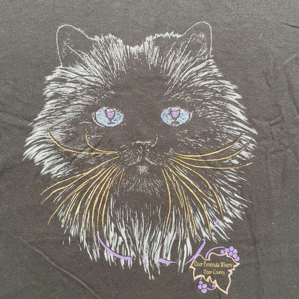 Vtg Door County Winery Cat Graphic T Shirt Single… - image 3