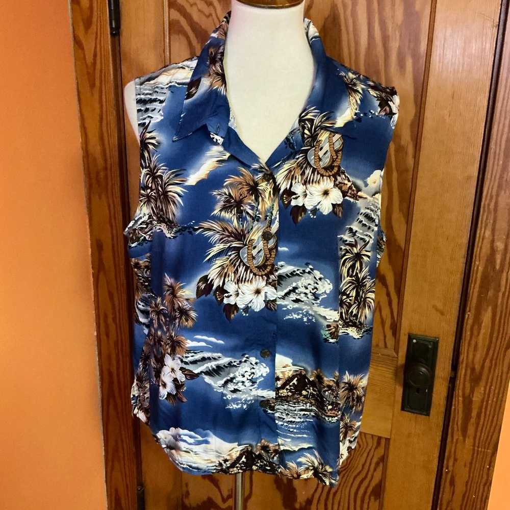 Vtg Y2K Hilo Hattie Sleeveless Hawaiian Top - image 6