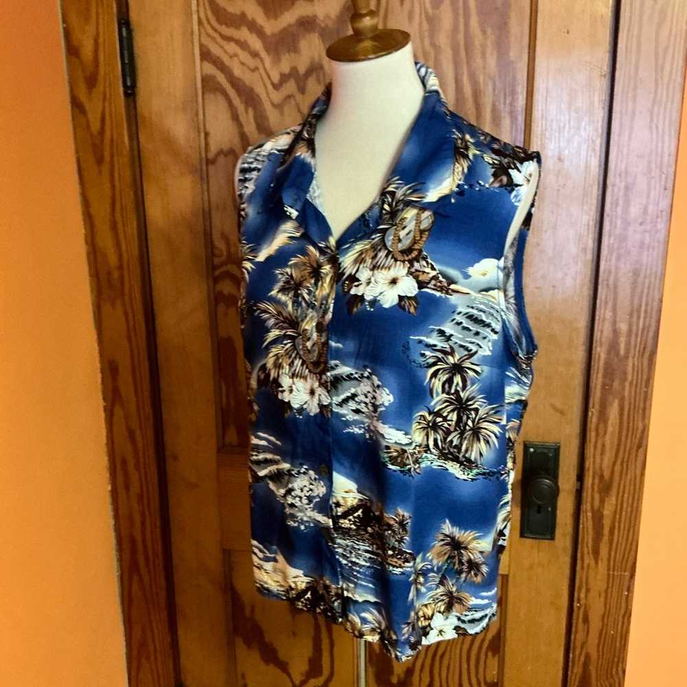 Vtg Y2K Hilo Hattie Sleeveless Hawaiian Top - image 9