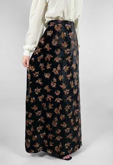 Vera Mont of Paris Velvet Black Maxi Skirt Brown F