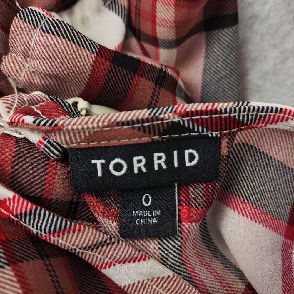 Other TORRID Georgette Front Tie Red Plaid Long S… - image 4