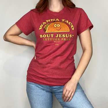 VTG Y2K Religious Taco Bout Jesus Tee