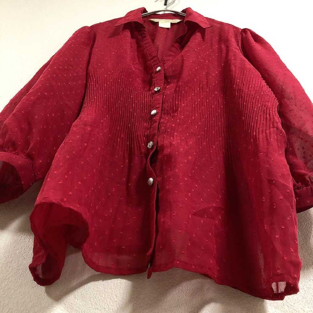 New York City Design Co. Skipper Shirt Blouse Red… - image 3