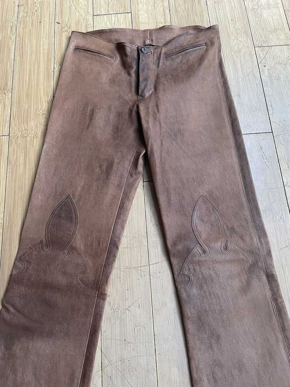 Chrome Hearts Chrome Hearts Brown Leather Pants - image 3