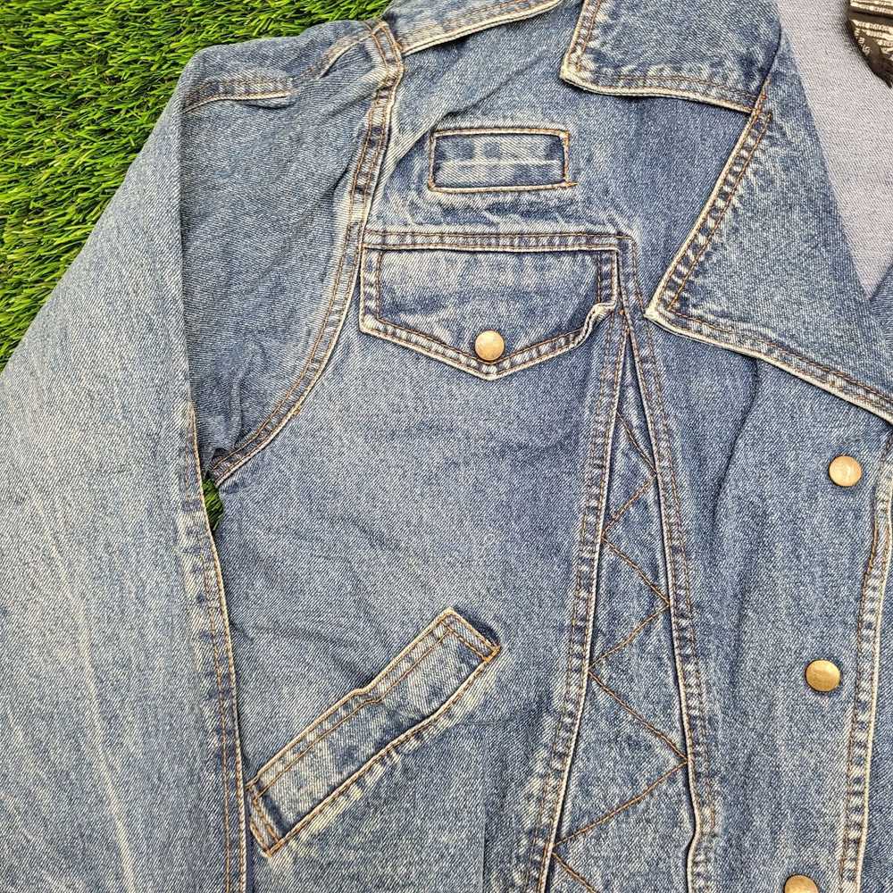 Vintage Vintage 80s Biker Denim Jacket Womens L/X… - image 11