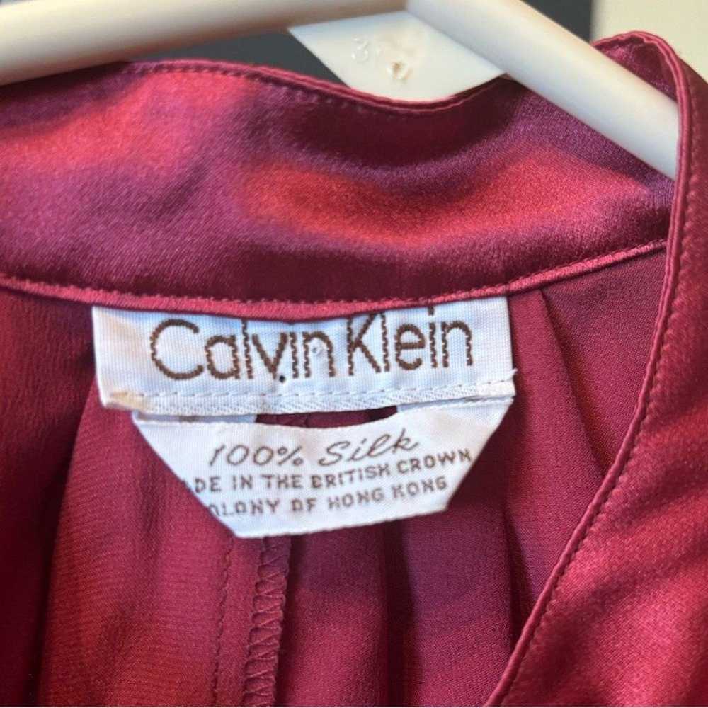 Vintage Calvin Klein 100% Silk Red Button Blouse … - image 2