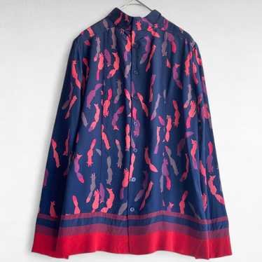 Jill Stuart fox pattern long sleeve silk luxury b… - image 1