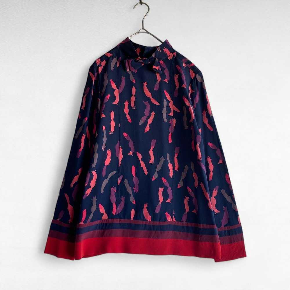 Jill Stuart fox pattern long sleeve silk luxury b… - image 2