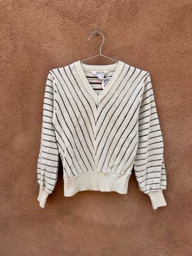 1970's Striped V-neck Licorice Terry Top