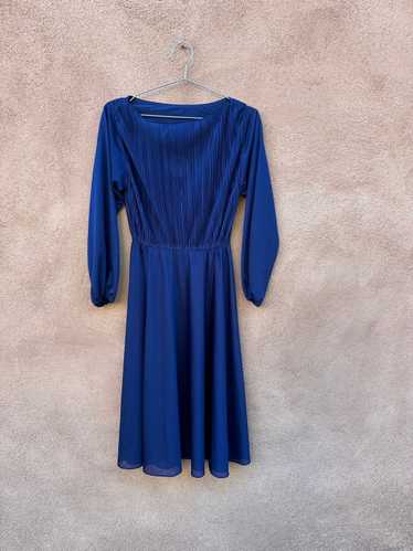 Pleated Navy 1960's Sheer Secretary Dress