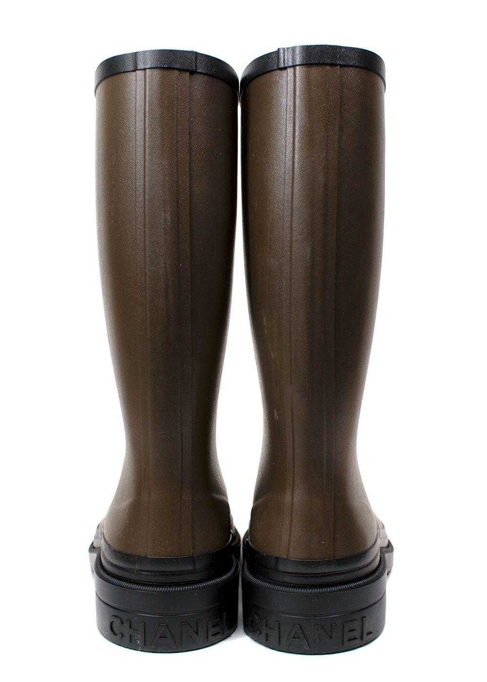 Product Details Chanel Khaki and Black Rain Boots - image 3