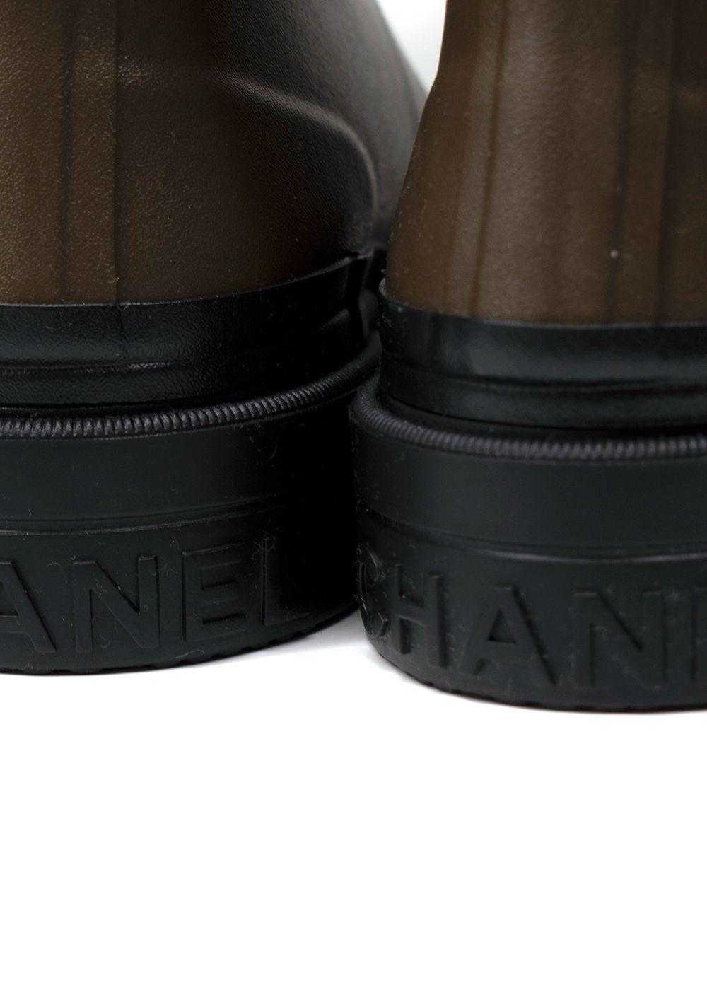 Product Details Chanel Khaki and Black Rain Boots - image 5