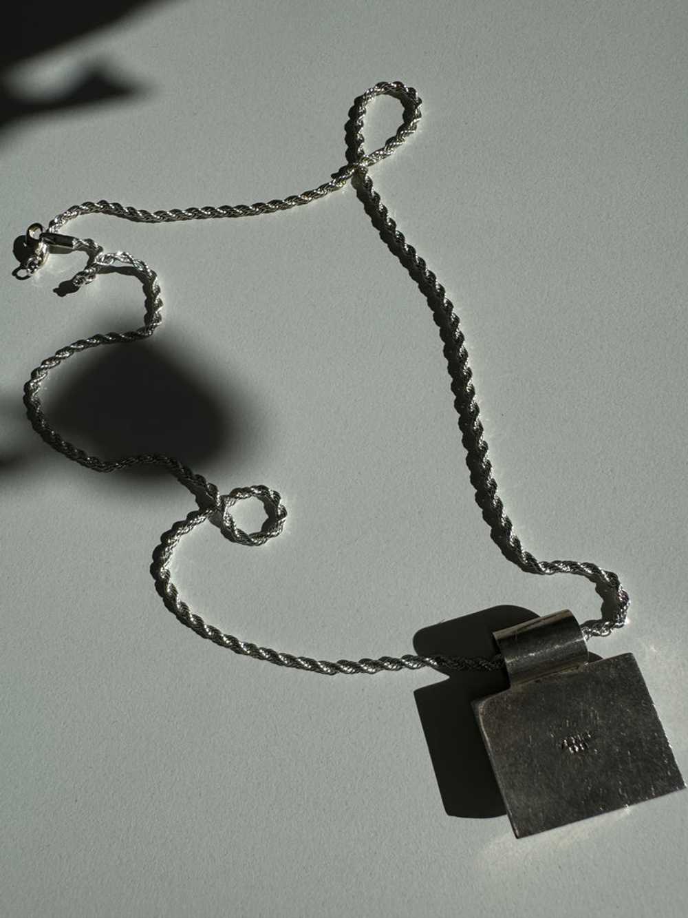 Vintage inlay stone + sterling silver necklace - image 8