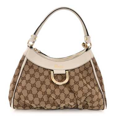 GUCCI Monogram Medium D Gold Ring Hobo White