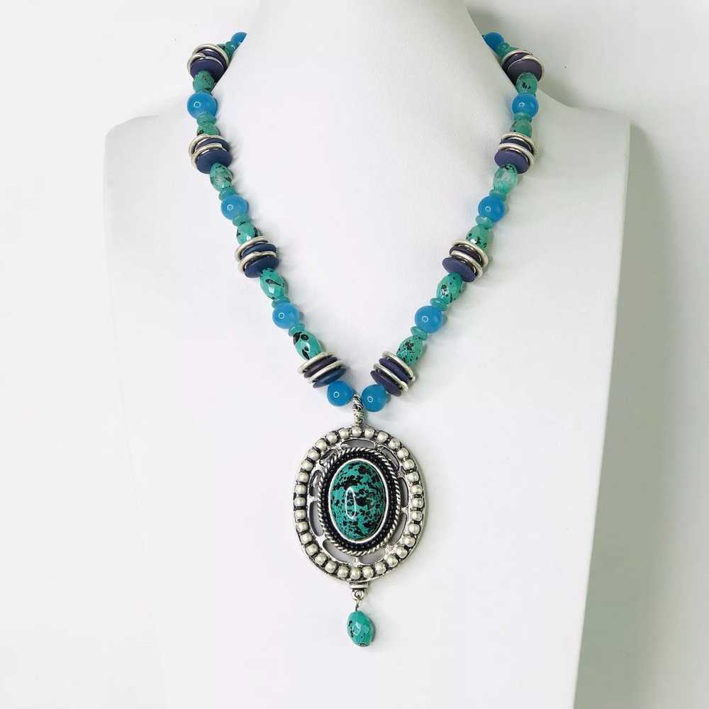 Chicos CHICO'S Artisan Turquoise Beads Oval Drop … - image 1