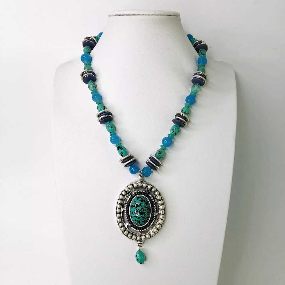 Chicos CHICO'S Artisan Turquoise Beads Oval Drop … - image 2