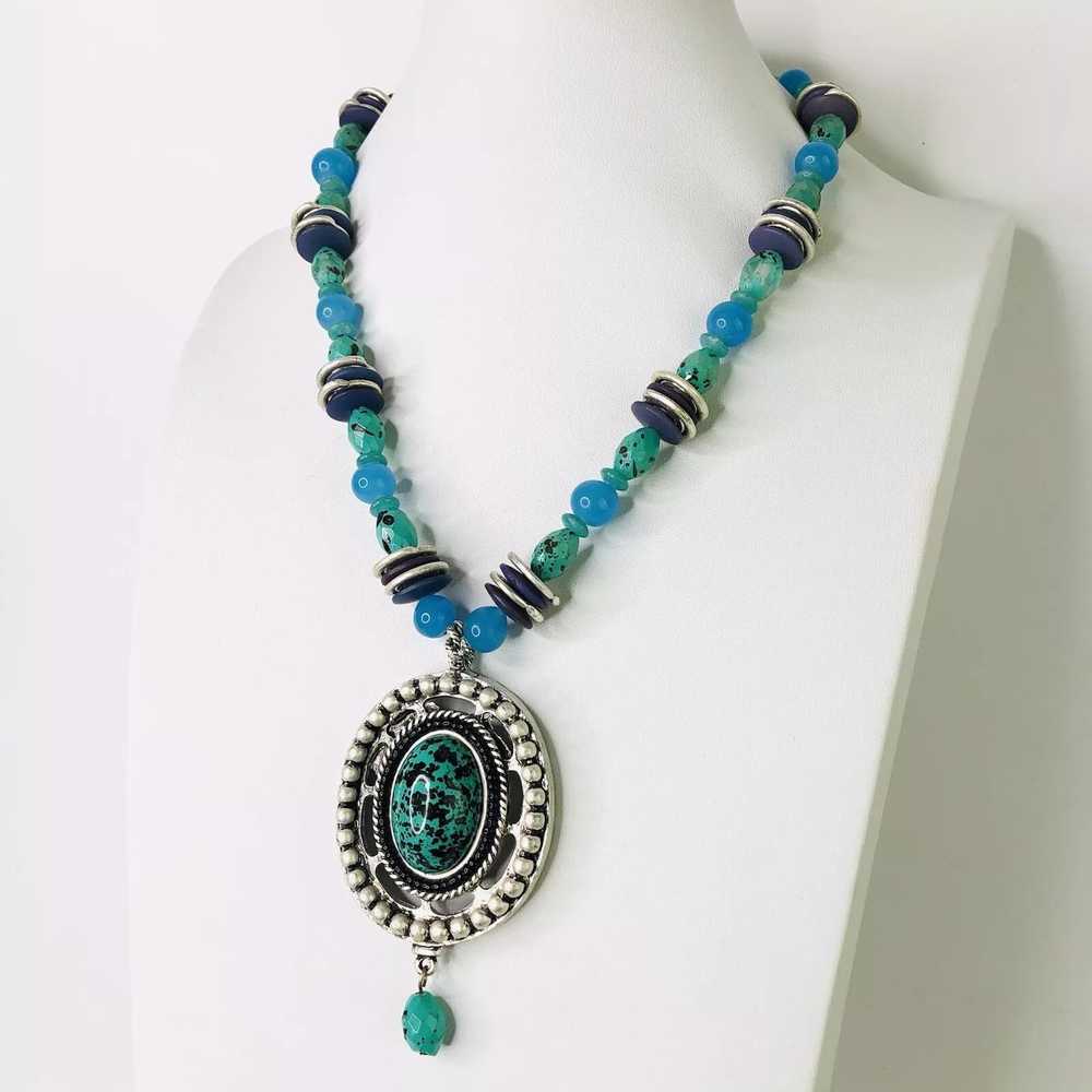 Chicos CHICO'S Artisan Turquoise Beads Oval Drop … - image 3