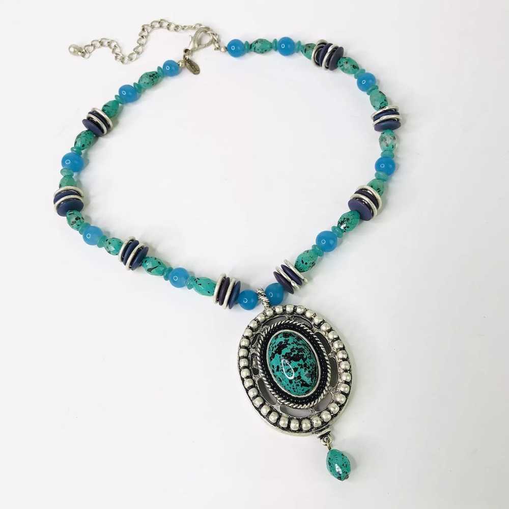 Chicos CHICO'S Artisan Turquoise Beads Oval Drop … - image 6