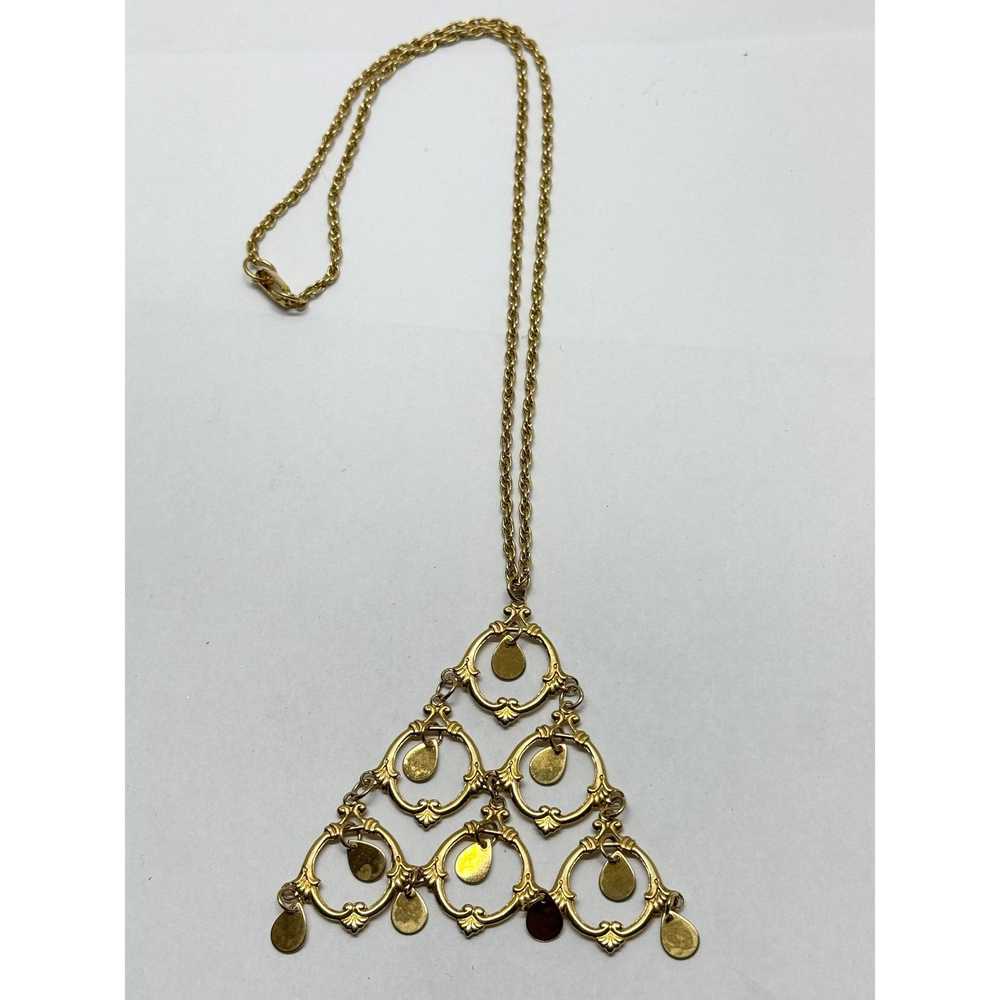 Vintage Vintage gold tassel pendant necklace - image 3