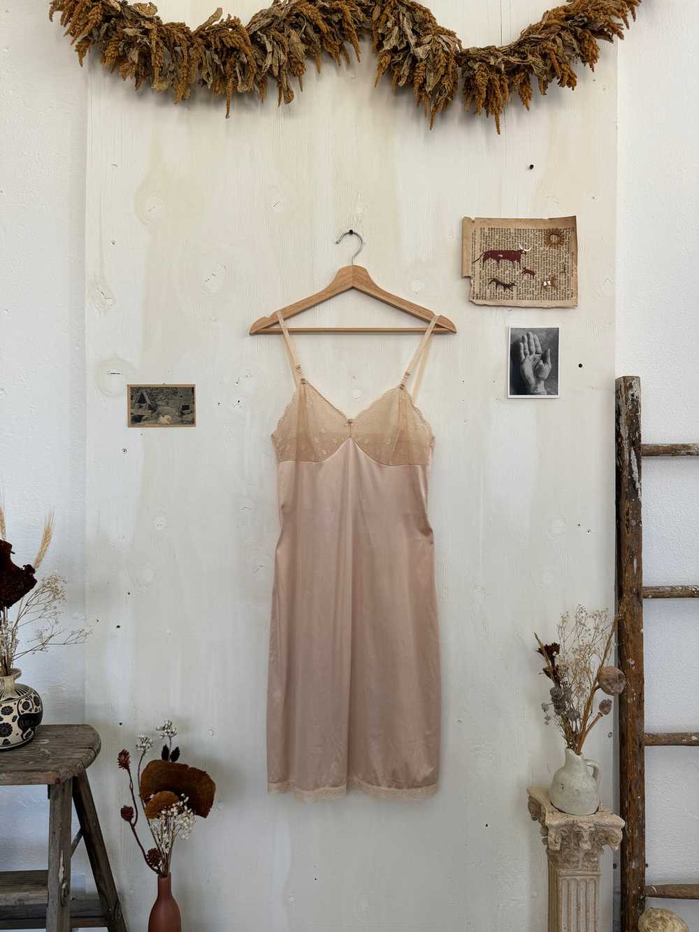 1970s Champagne Colored Slip Dress (M) - image 2