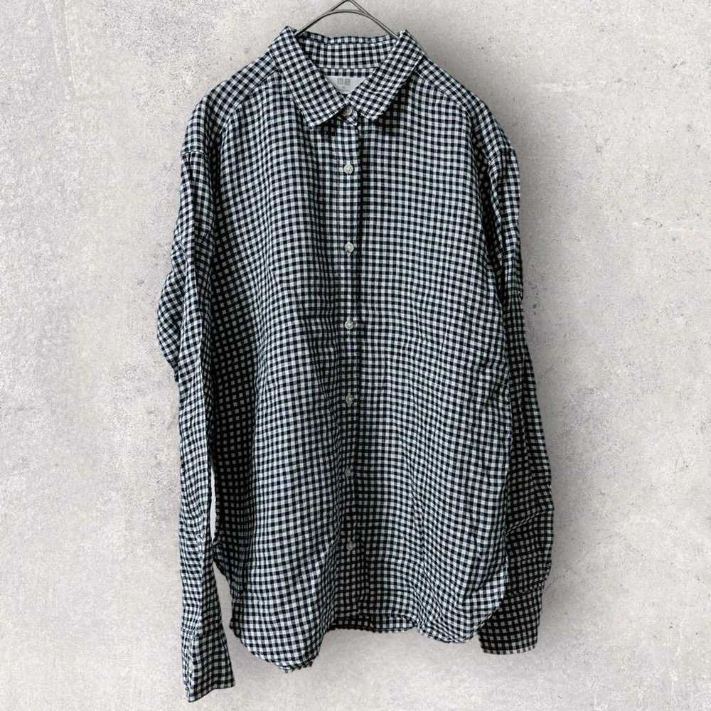 UNIQLO Women's Long Sleeve Shirt Size M Navy Check - image 1