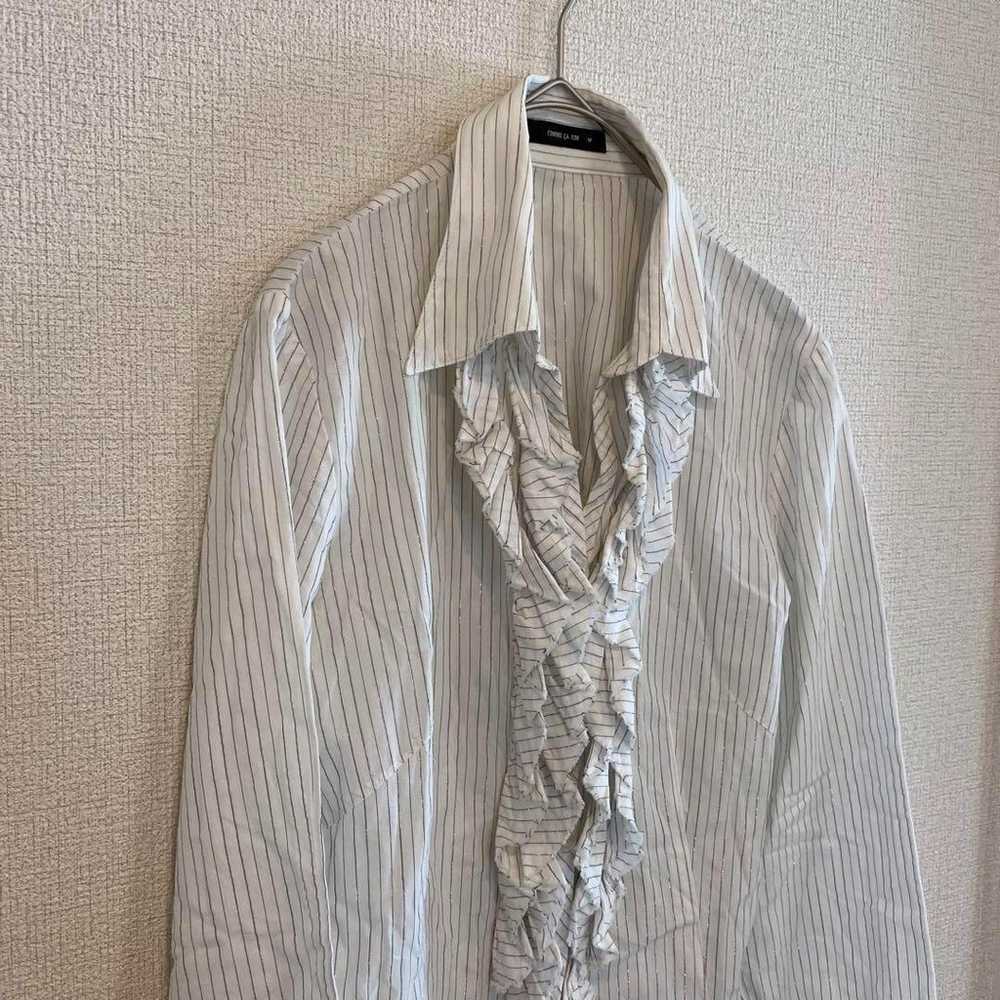 COMME CA ISM Frill Stripe Shirt M Glitter - image 2