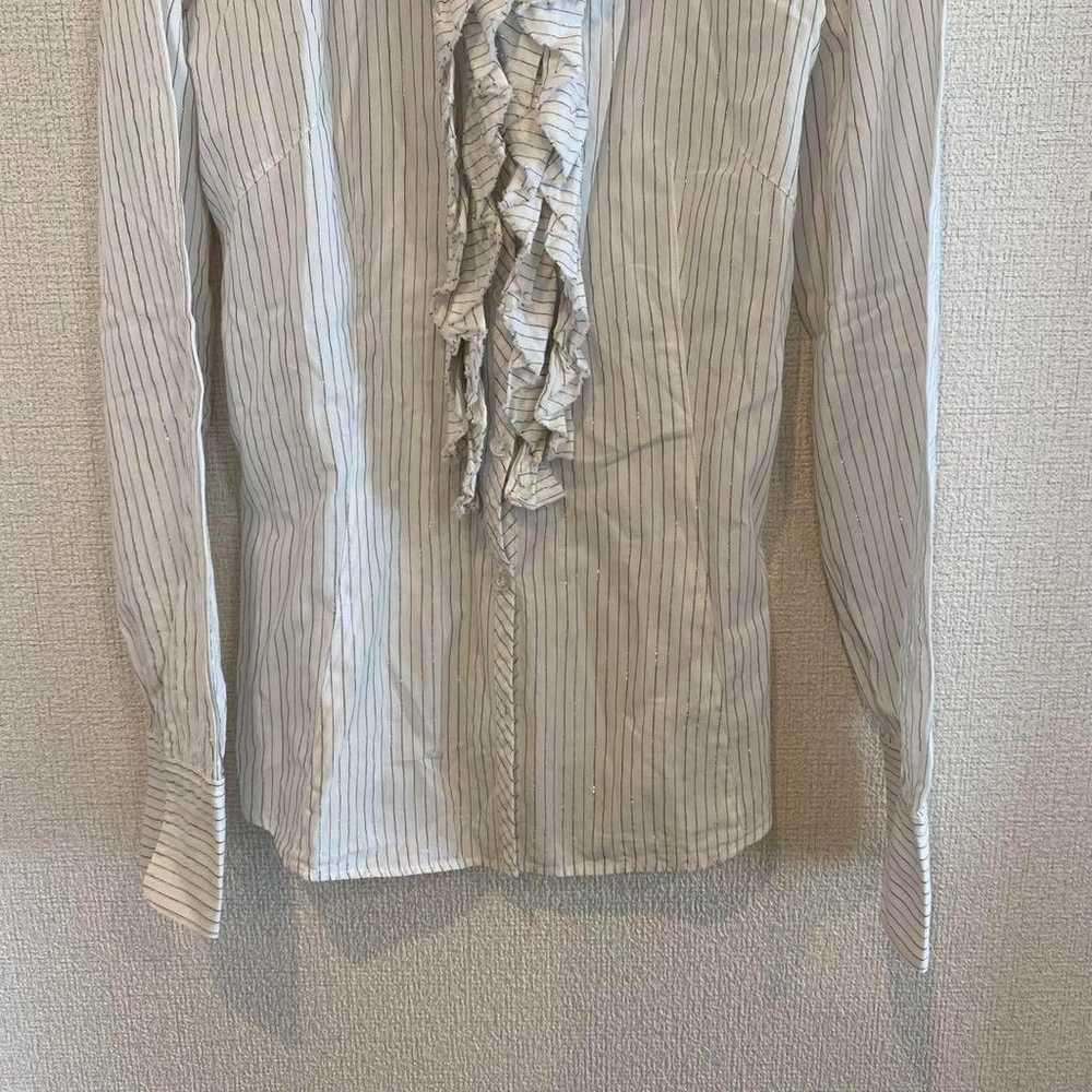 COMME CA ISM Frill Stripe Shirt M Glitter - image 7