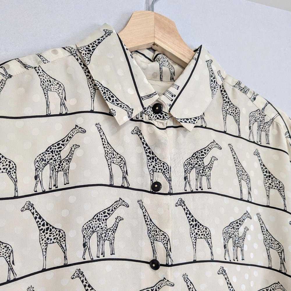 Vintage 90s Maggy London 100% Silk Cream Giraffe … - image 4