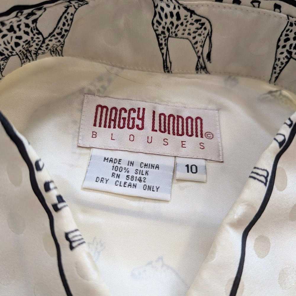 Vintage 90s Maggy London 100% Silk Cream Giraffe … - image 6