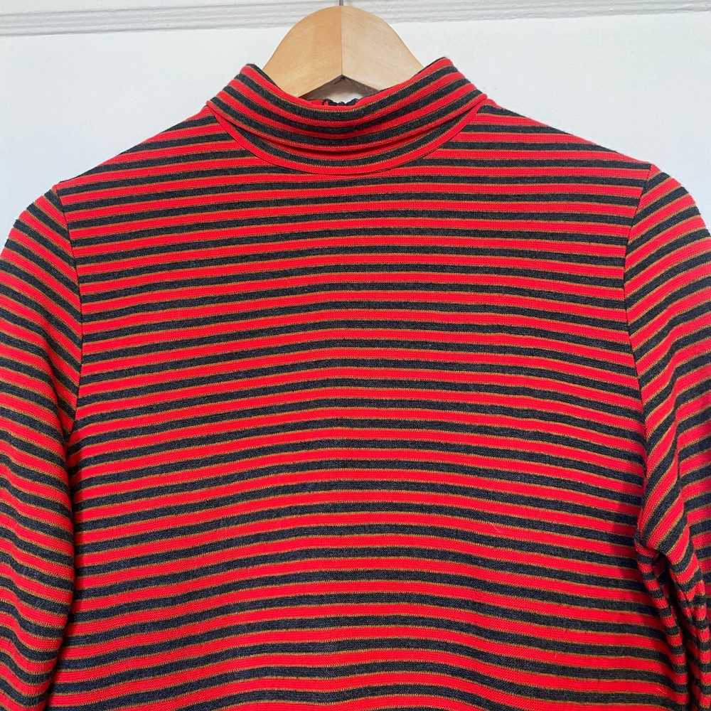 Vintage 1970s Striped Turtleneck Sweater Red Stri… - image 2