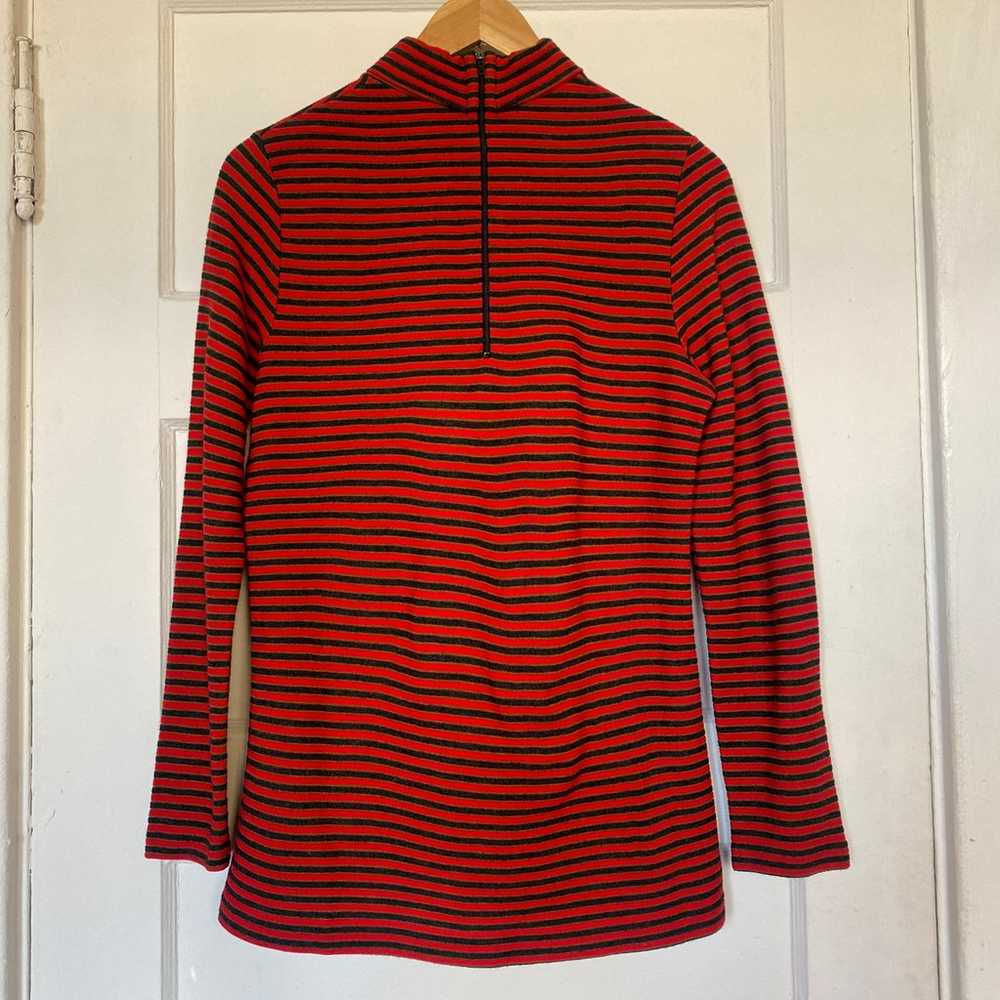 Vintage 1970s Striped Turtleneck Sweater Red Stri… - image 4