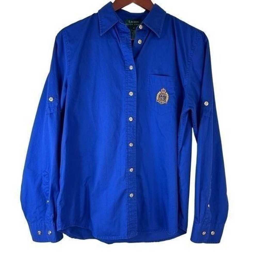 Vintage Lauren Ralph Lauren Cobalt Blue Crest Emb… - image 1