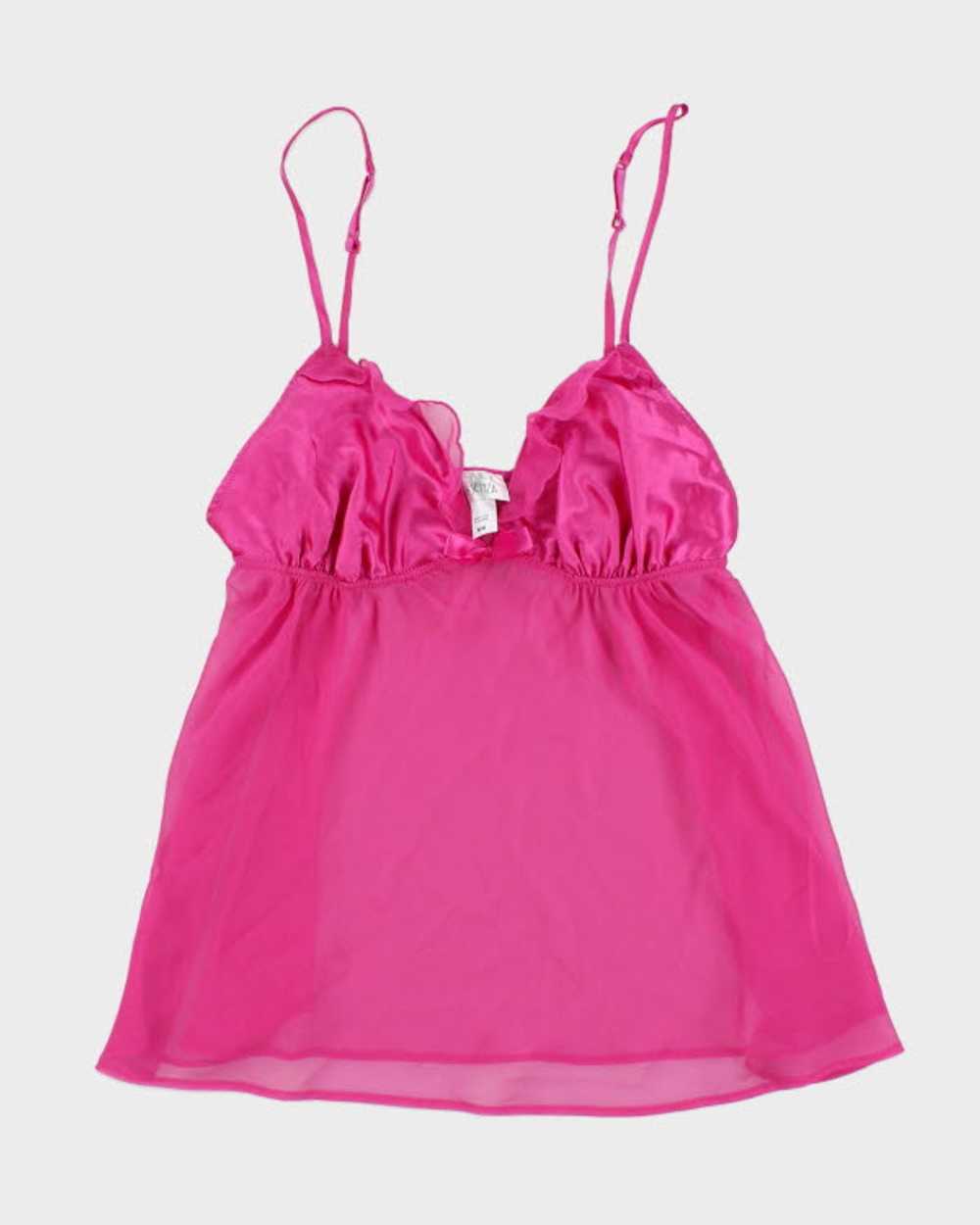 Y2k 00s La Senza Pink Mesh Ruffle Cami - M - image 1