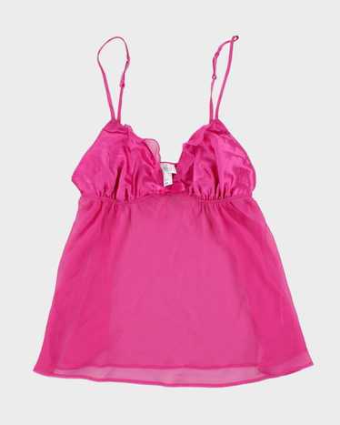 Y2k 00s La Senza Pink Mesh Ruffle Cami - M - image 1