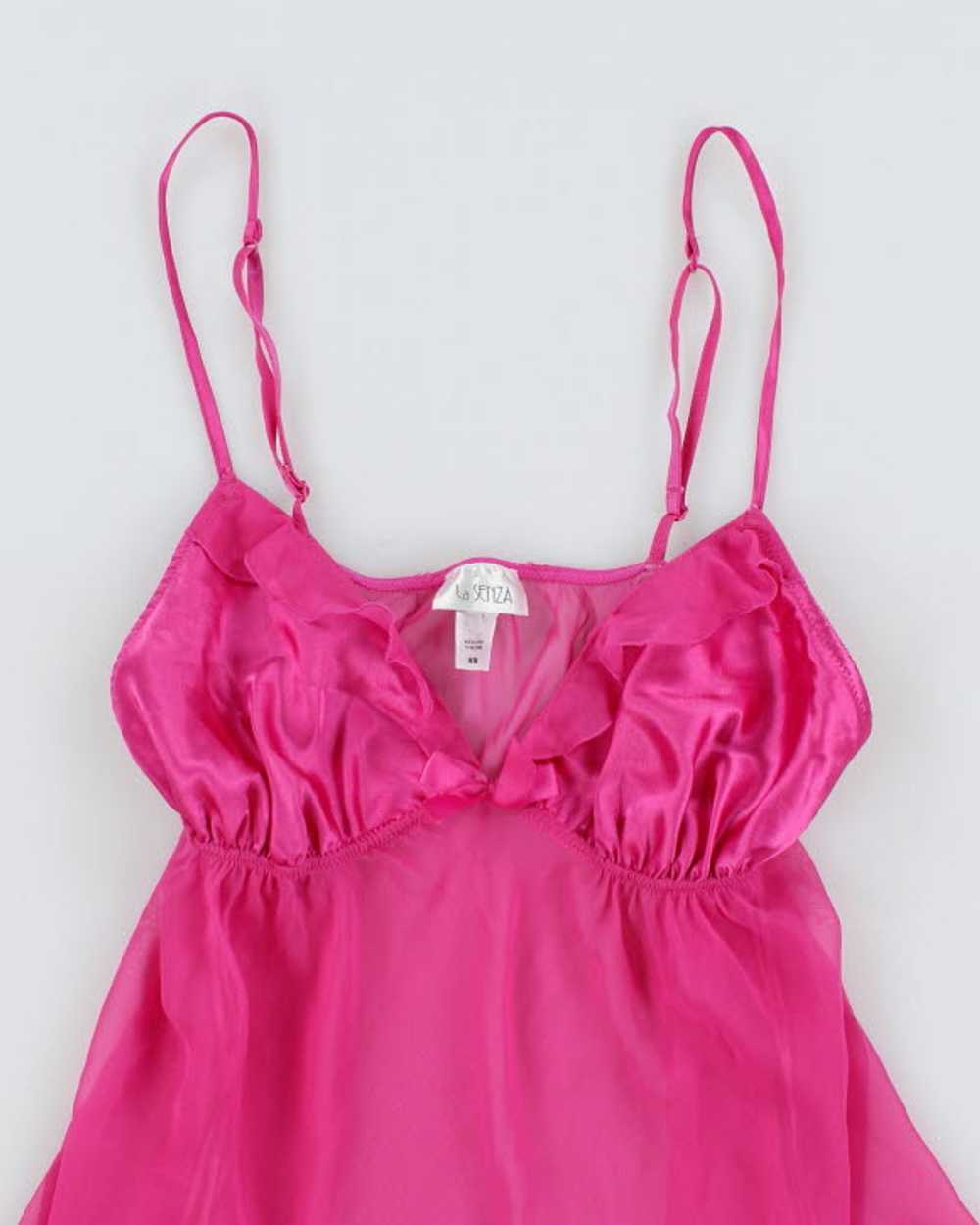 Y2k 00s La Senza Pink Mesh Ruffle Cami - M - image 3