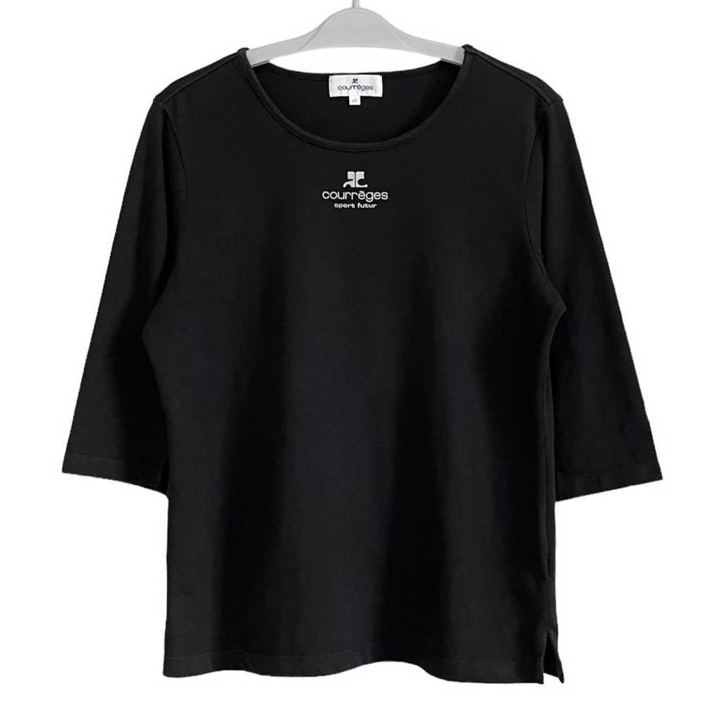 Y2K Courreges logo seven-quarter sleeve T-shirt c… - image 1