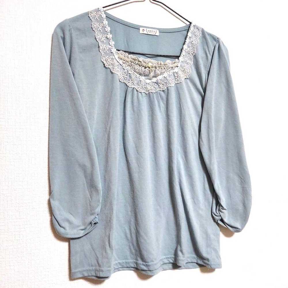 axes femme 7-minute sleeve shirt light blue white… - image 2