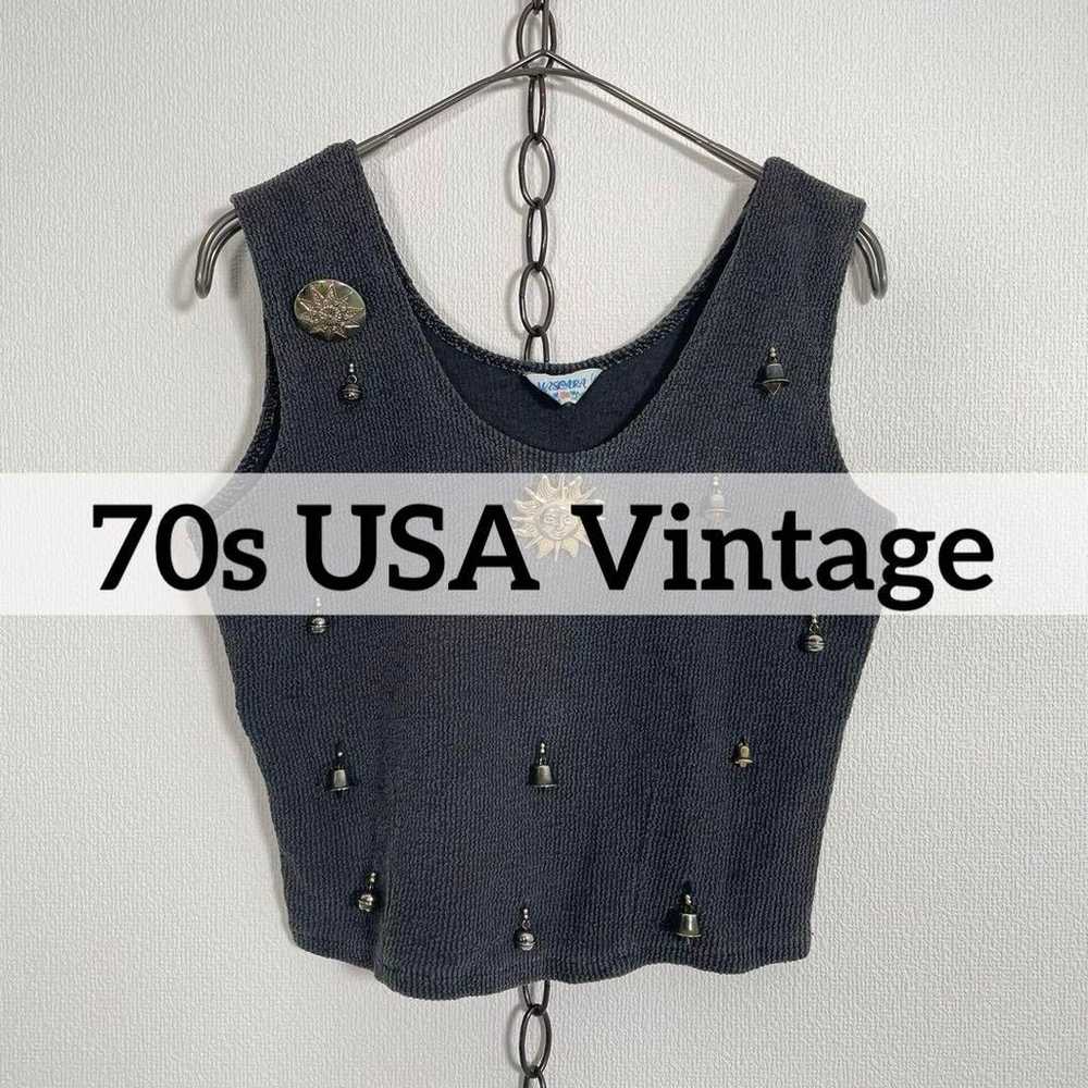 USA vintage 70s Sunburst ring bell sleeveless cut… - image 1