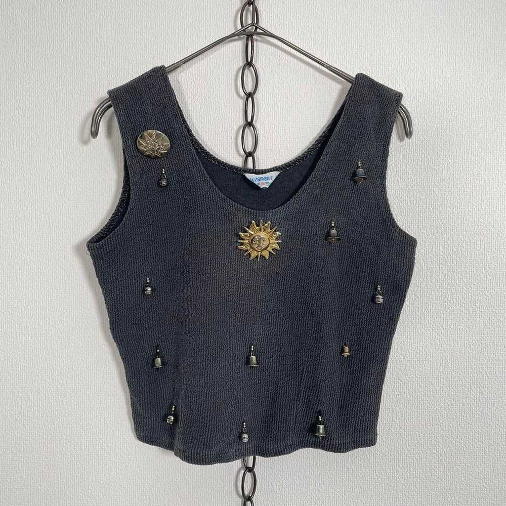 USA vintage 70s Sunburst ring bell sleeveless cut… - image 2