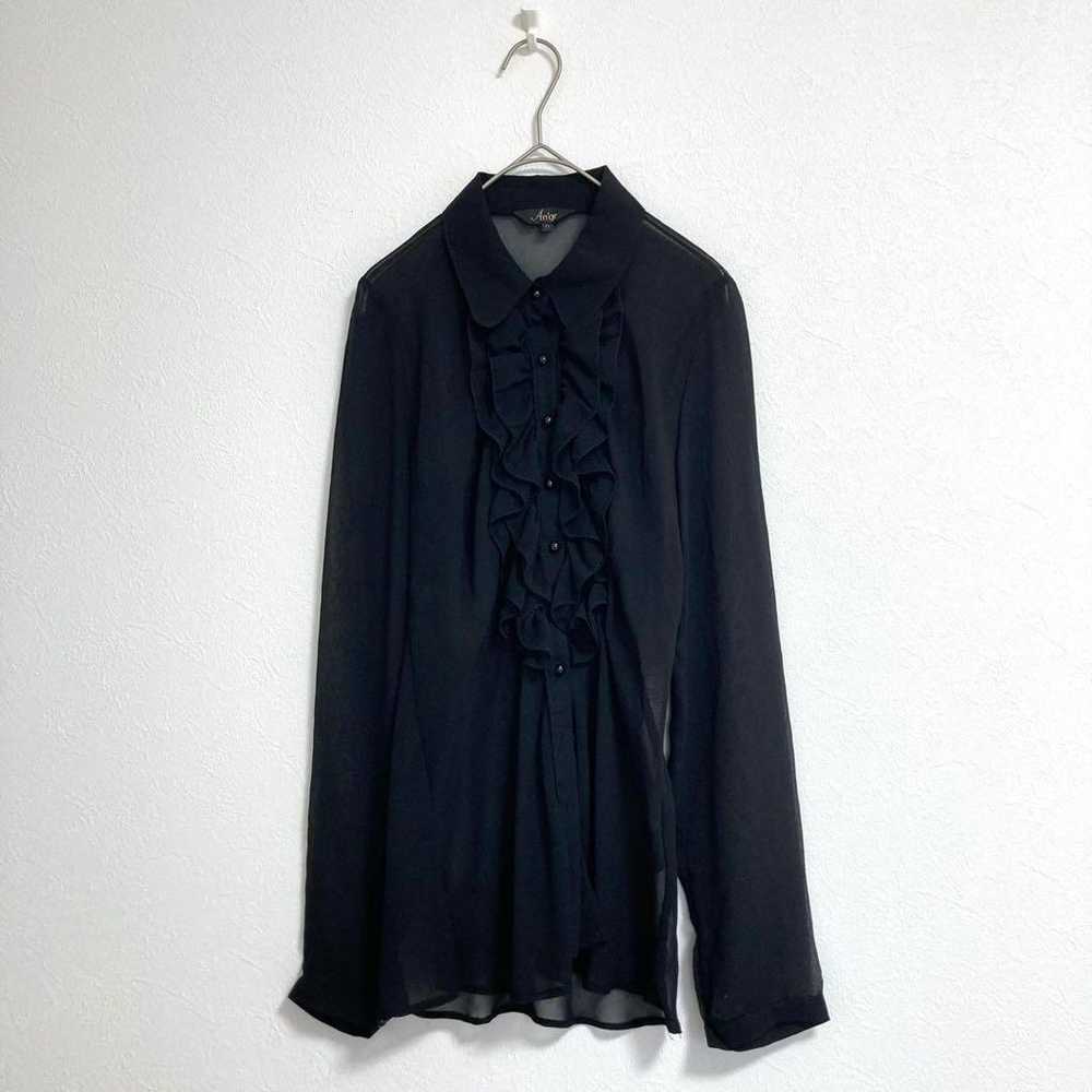 【an'ge】Women's long-sleeved blouse frill black (1… - image 2