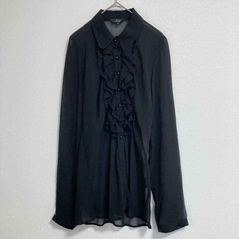 【an'ge】Women's long-sleeved blouse frill black (1… - image 3