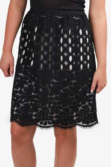 Lanvin Black Lace Cut-out Midi Skirt Size 44 - image 1