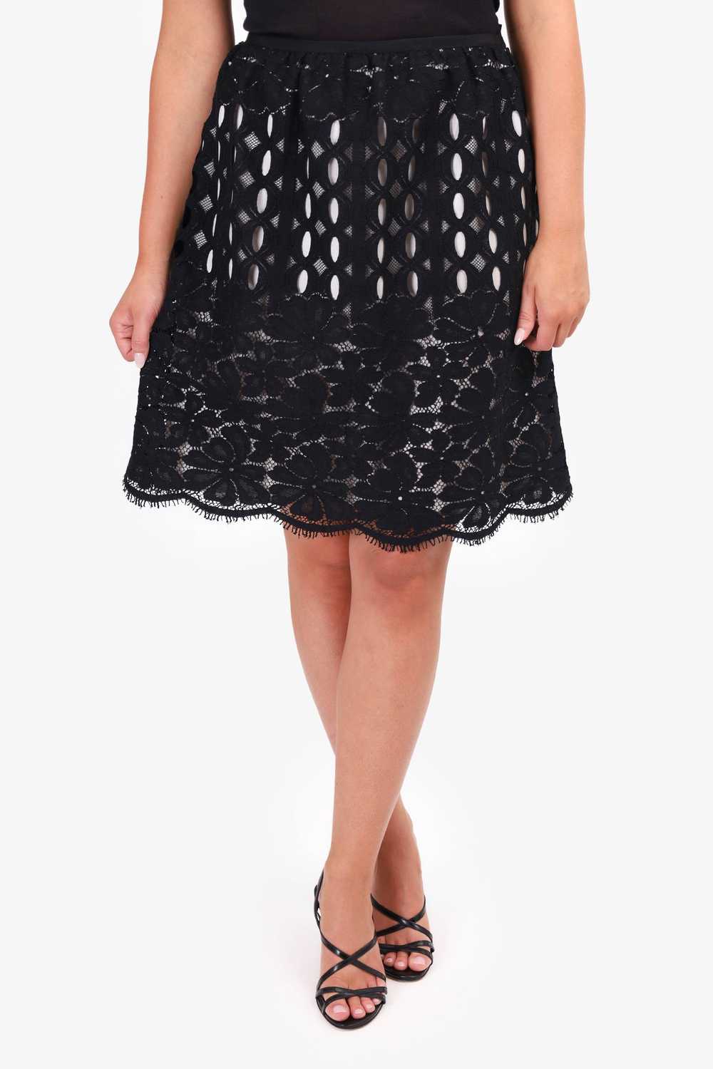 Lanvin Black Lace Cut-out Midi Skirt Size 44 - image 3