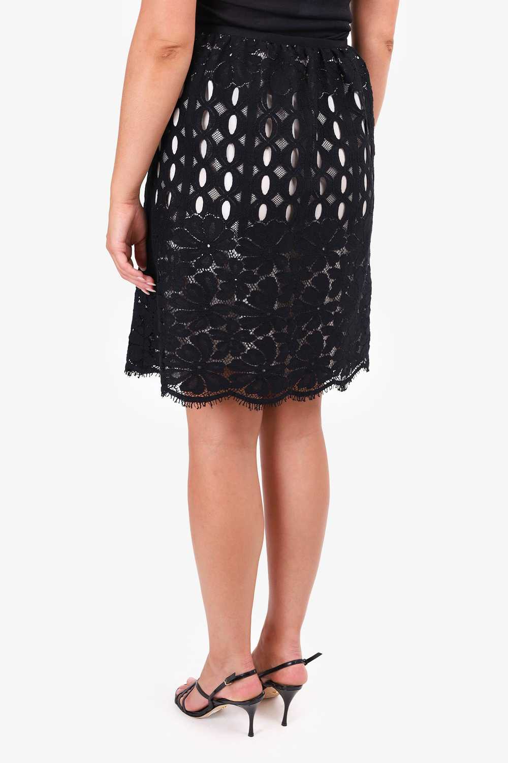 Lanvin Black Lace Cut-out Midi Skirt Size 44 - image 4