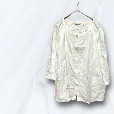 UNIQLO Uniqlo Shirt Long Sleeve Frill White Solid… - image 1