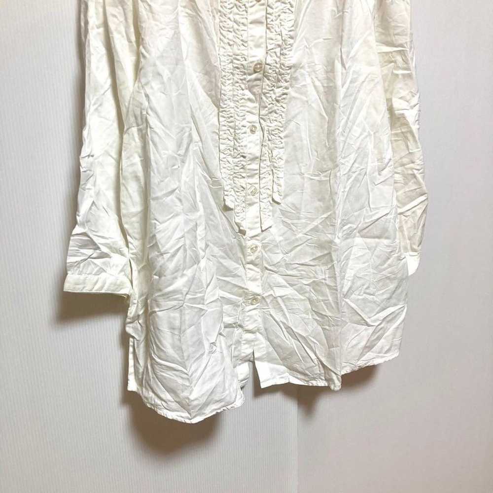 UNIQLO Uniqlo Shirt Long Sleeve Frill White Solid… - image 8