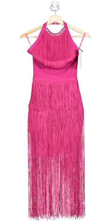 Karen Millen Pink Bandage Fringe Knit Midi Dress U