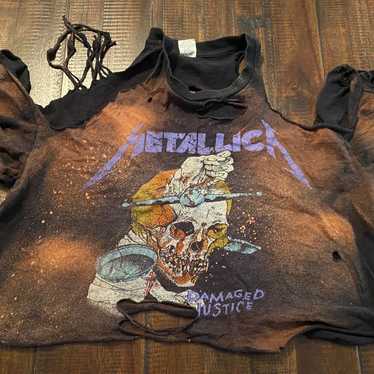 Vintage Single Stitch Metallica Cropped Tee Size … - image 1